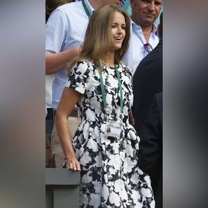 New Kate Spade Graphic Floral Lace Short Sleeve Cutout Back Bow Dress